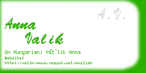 anna valik business card